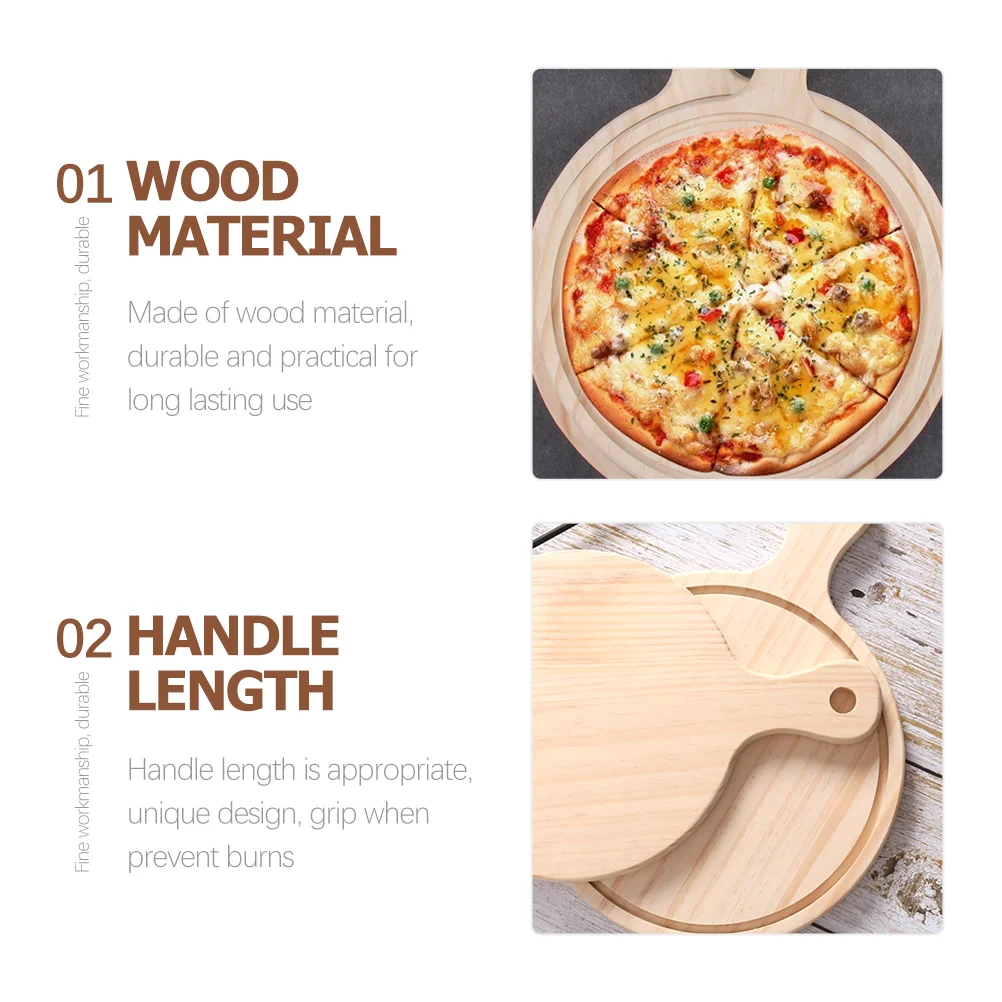 Breadboard Pizza Round Cheese Service Banquet Tray Wood Paddle Snack Serving Multipurpose Food