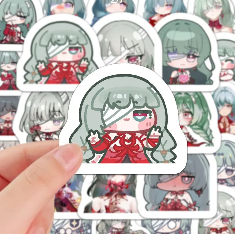 60Pcs Wuthering Waves Phrolova Anime Student Stickers Decoration Laptop Phone Suitcase Notebook Label Stationery Sticker view 2