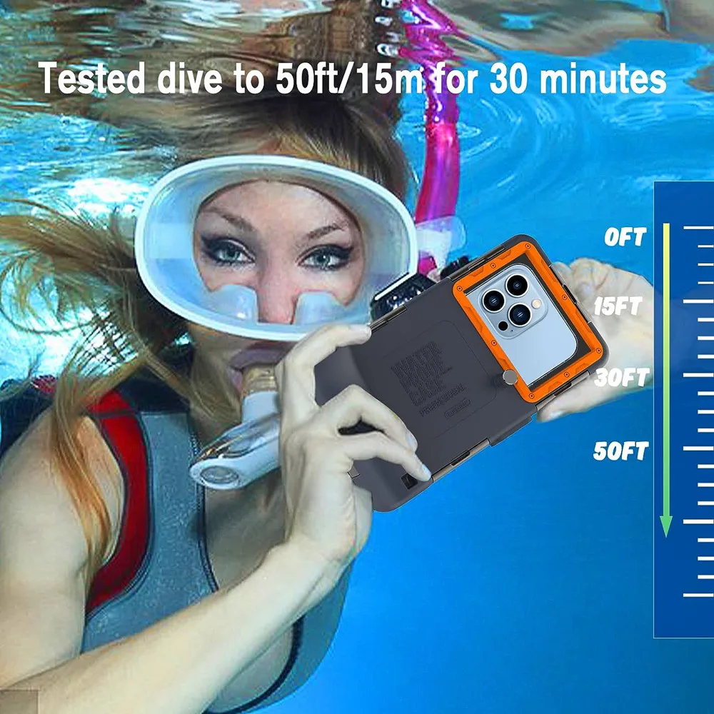 15M Diving Profession Waterproof Case For iPhone 15 Pro 14 13 12 11 Underwater Photography Phone Case For Samsung S23 S22 A54