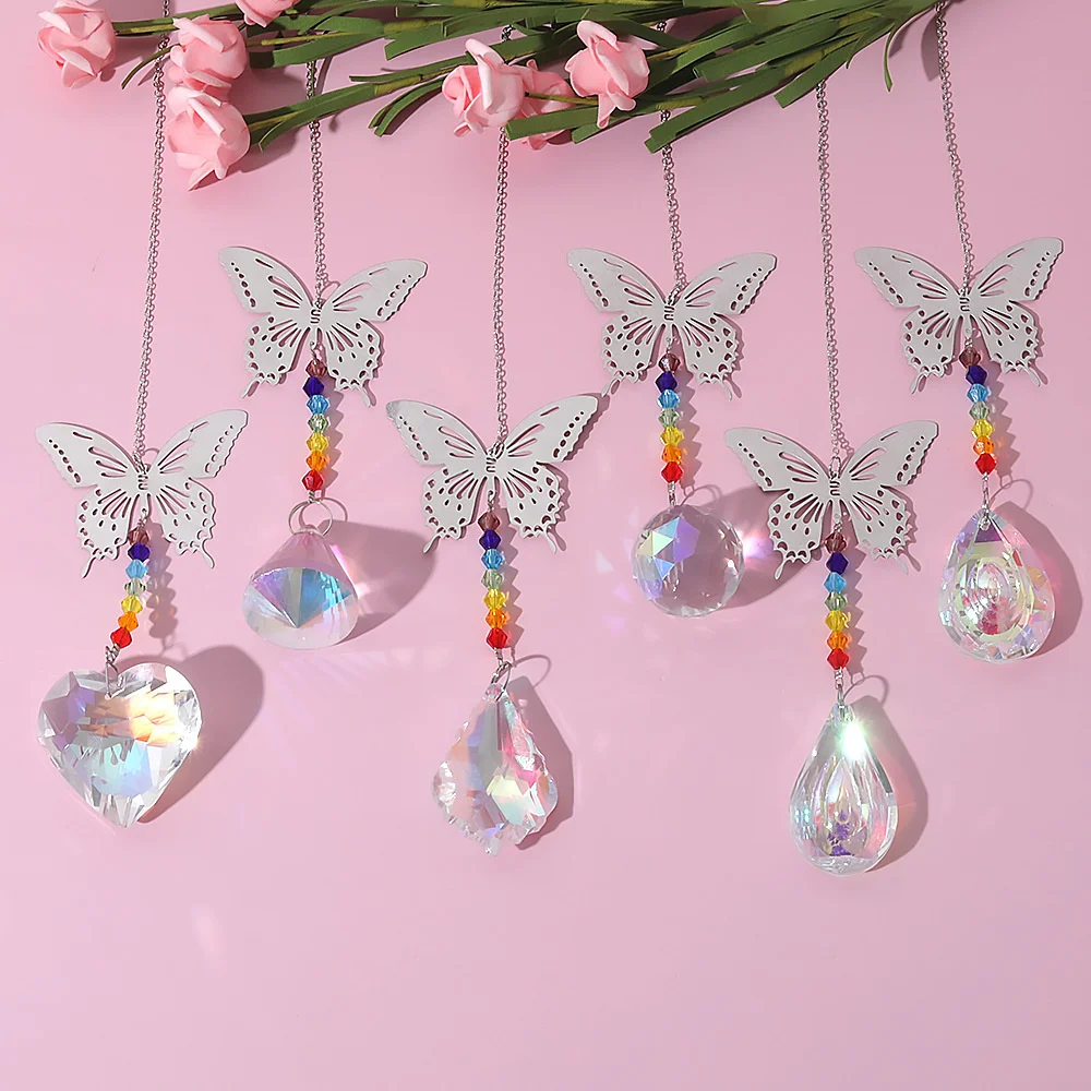 Crystal Stylish Personality No Fading Durable Not Easily Broken Good Glossiness Sun Catcher Pendant Follow The Trend Butterfly