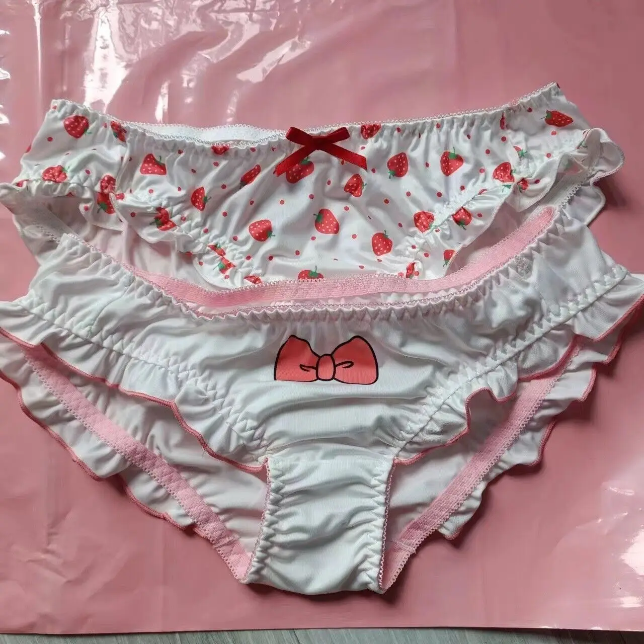 Womens Cat Panties White Underwear Cute Knickers Ruffle Pink Soft Hipsters Lingerie Intimates