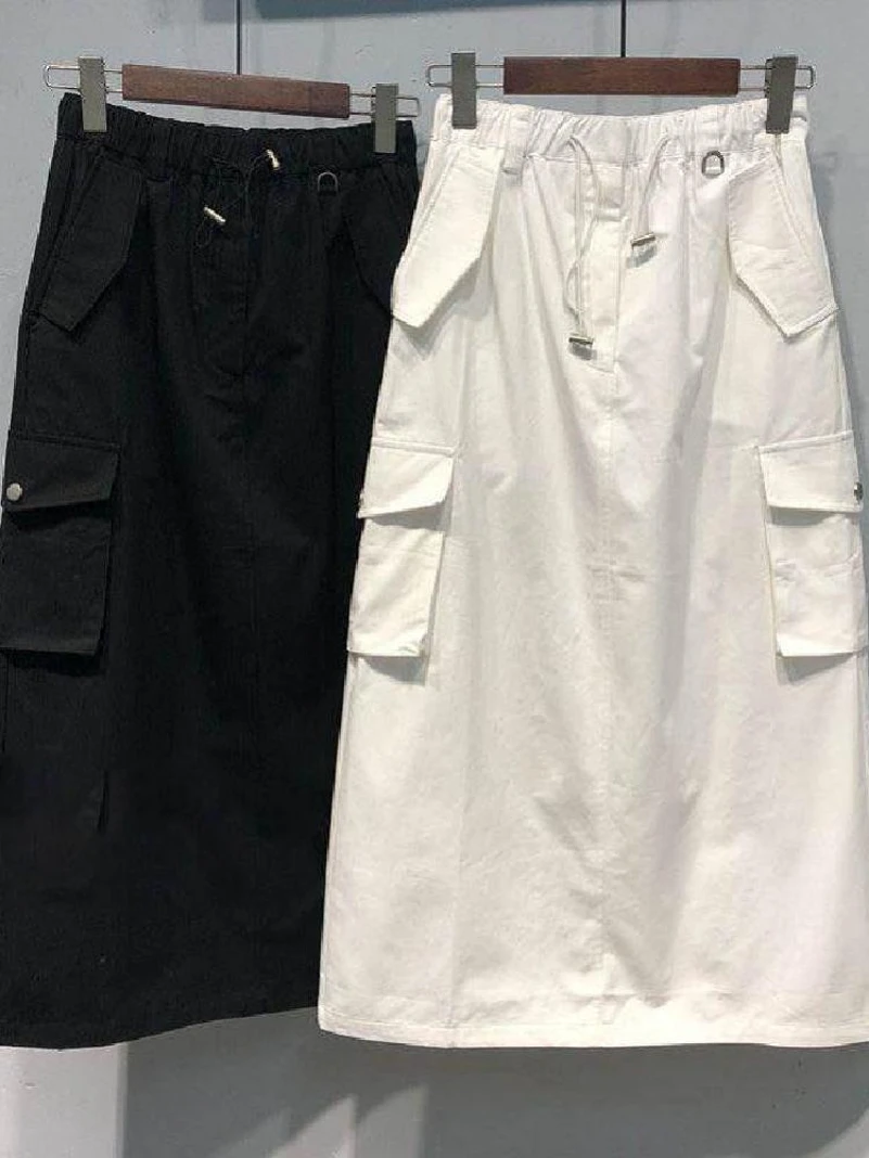 Plus Size 300 Pou Gonna da lavoro a trapezio da donna Vita alta Gonna lunga al ginocchio con spacco lungo per il corpo Comoda gonna estiva Faion