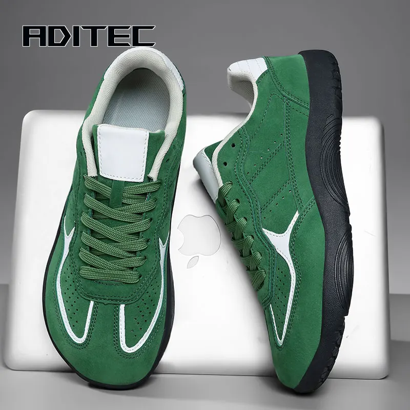 

Unisex wide-toe athletic footwear crafted from premium synthetic leather; designed for barefoot-style comfort and versatile