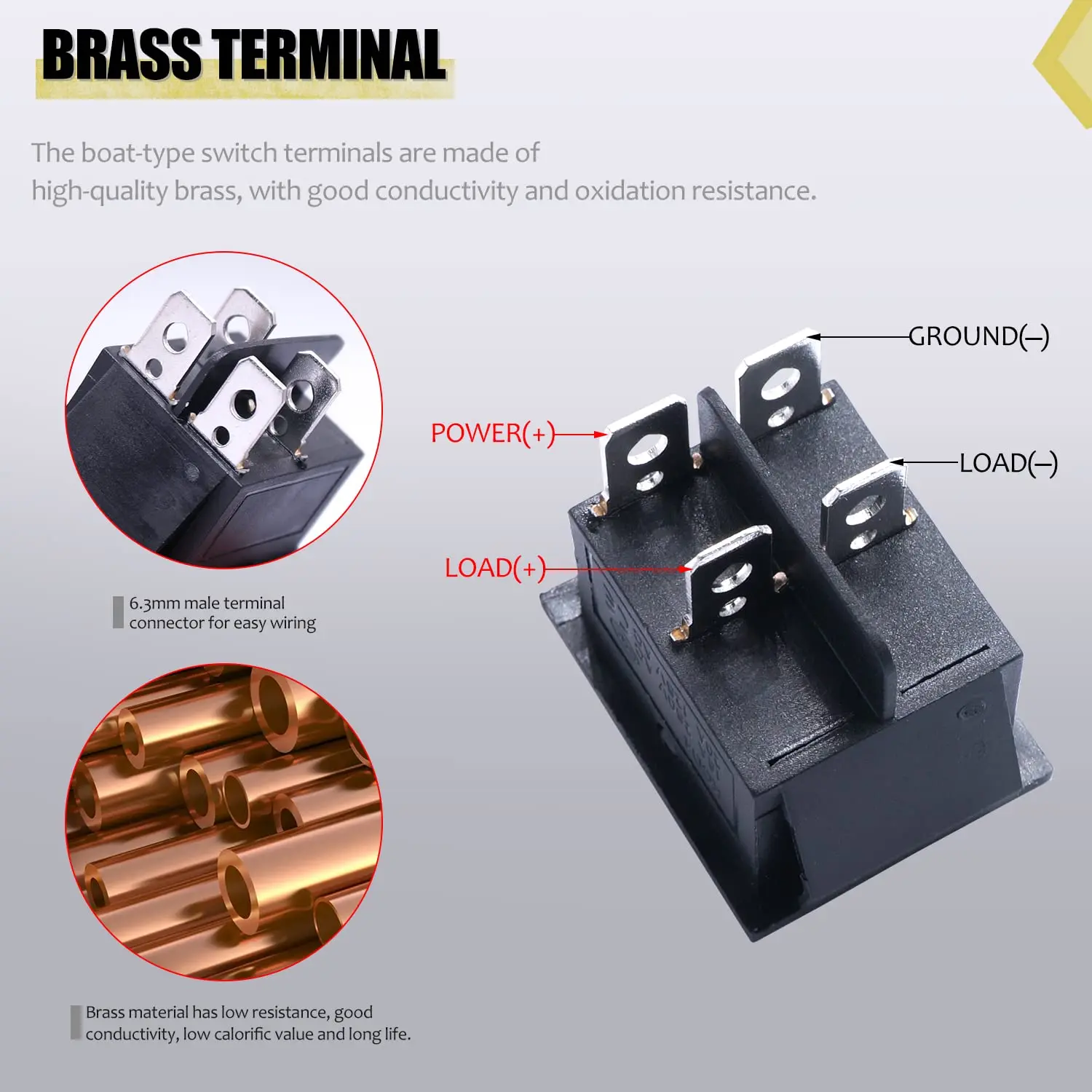 สวิตช์โยก KCD4 10 ชิ้น 4 ขา 2 ตำแหน่ง DPST เปิด-ปิด สีดำ สวิตช์โยกเรือขนาดเล็ก 20A 125VAC 16A 250VAC แบบกดติดตั้ง