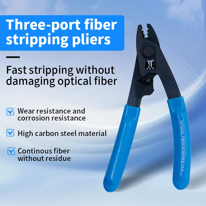 

Three-port Fiber Optical Stripper Pliers Wire Strippers for FTTH Tools Optic Stripping Plier Tool