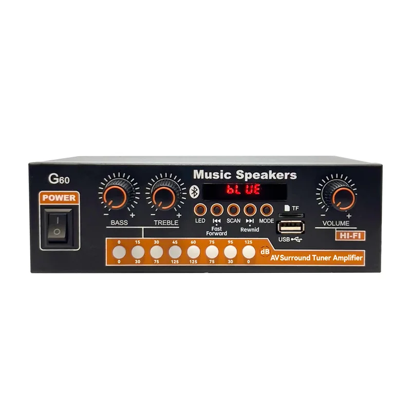 New Cool Lights, Multi-function Dual-purpose Digital Power Amplifier G60 Bluetooth U Disk Can Fast Forward and Rewind
