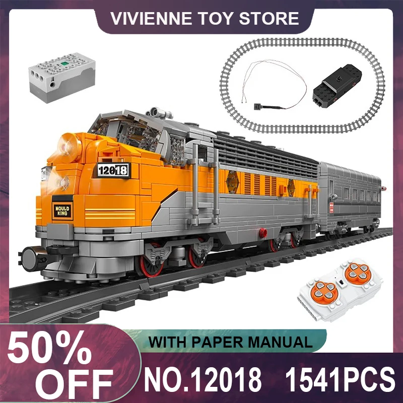 

MOULD KING 12018 EMD F7 WP Diesel Locomotive Train Building Blocks Railway Bricks Puzzle Educational Toy Christmas Gift For Kids