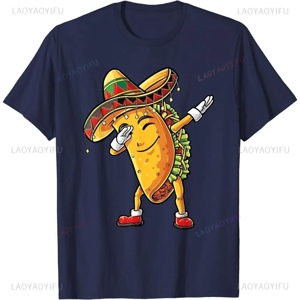 Funny Dabbing Taco Cinco De Mayo Who Loves Tacos Unisex T-Shirt Casual Fashion Loose Short Sleeve Cotton Women Man Clothing