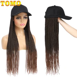 TOMO Baseball Cap Hat Wig Hair with Synthetic Crochet Braids for Women Long 24