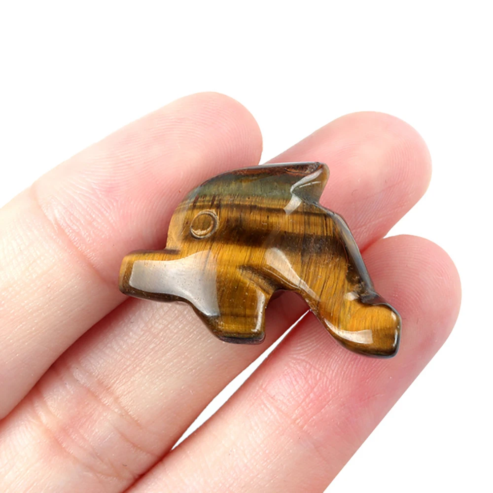 1 inch Natural Stone Carved Dolphin Animal Shape Healing Crystals Handcarved Statue Gemstone Figurine DIY Landscape Home Decor