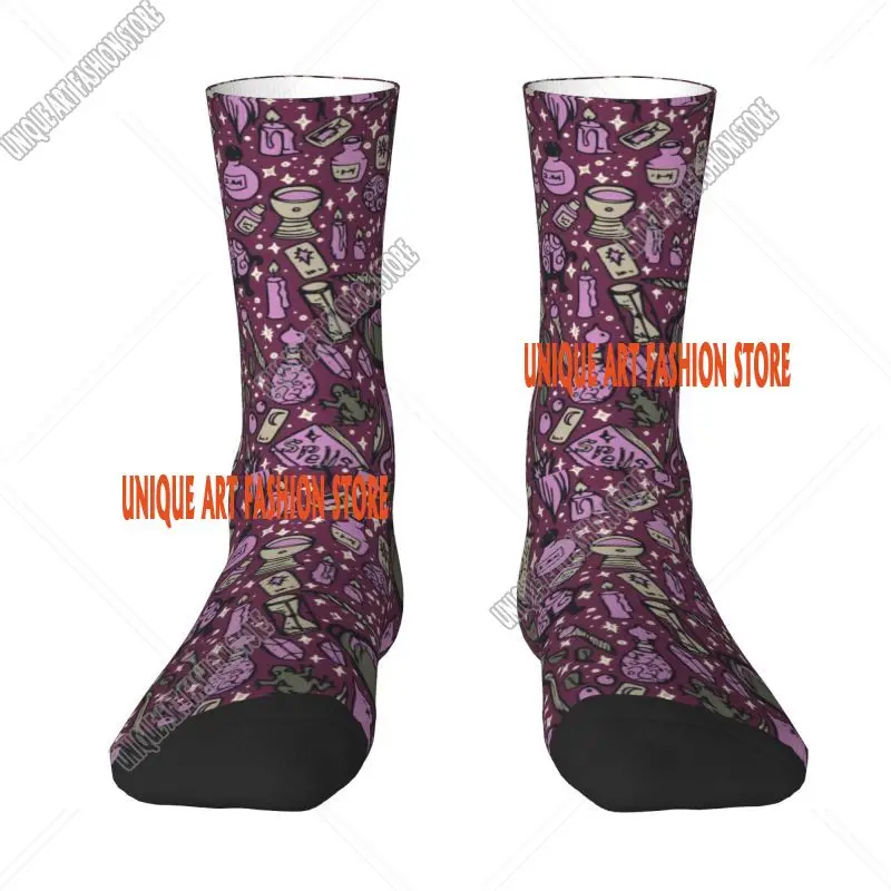 Fashion Witchy Things Socks Men Women Warm 3D Printing Halloween Spooky Witch Cat Football Sports Socks