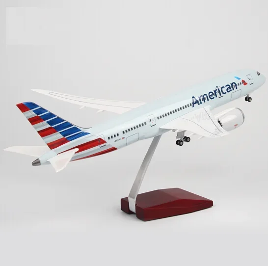 

'High quality American B787 LED aircraft model voice control passenger model 1:130 43cm resin airplane model