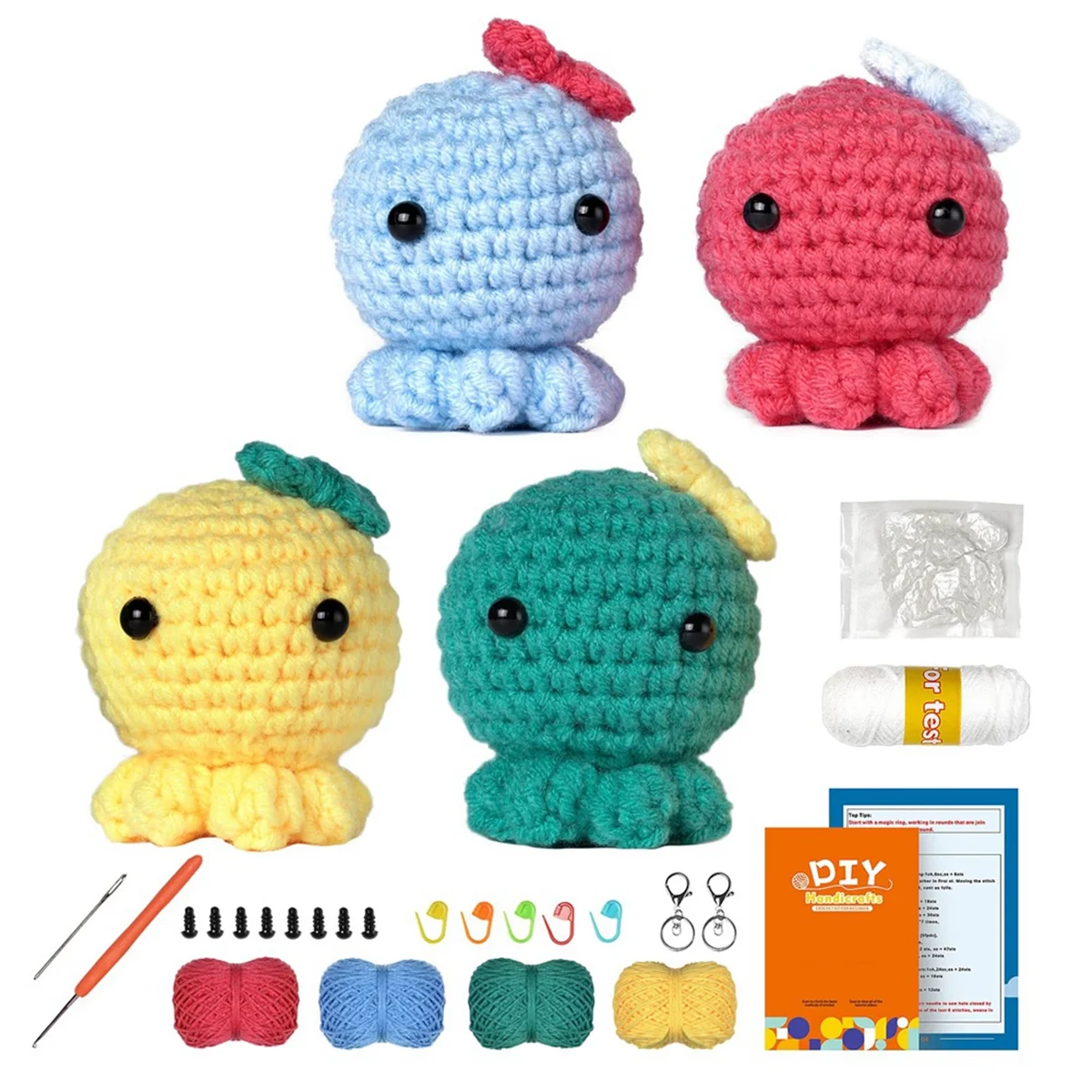 

Crochet Kit for Beginners,4Pcs Knitting Octopus,Great Gift for Crochet Lovers,Crochet Animal Kit with Step By Step Video