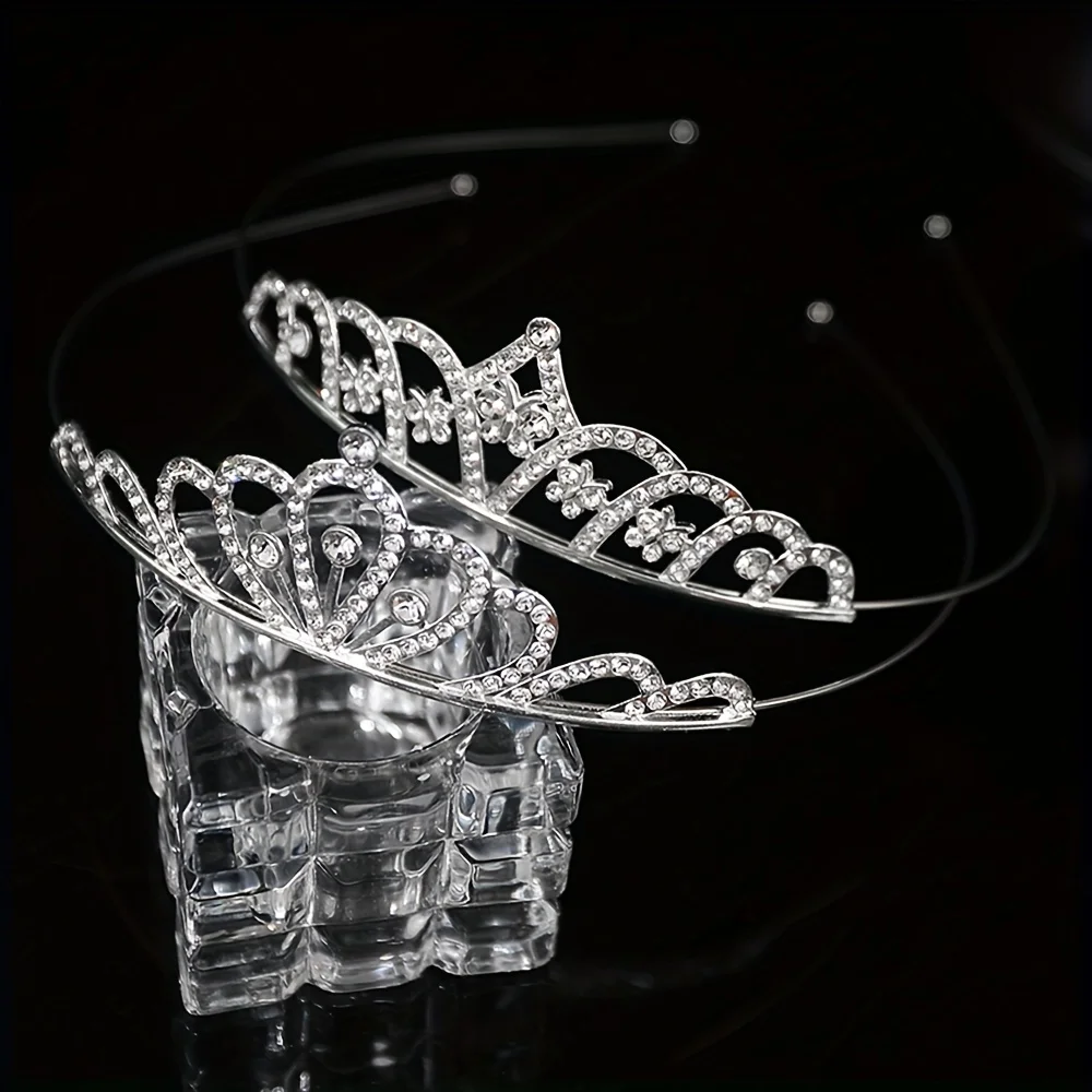 5 Pieces of Silver Crown Headbands Are Suitable for Girls to Attract Wedding and Birthday Parties