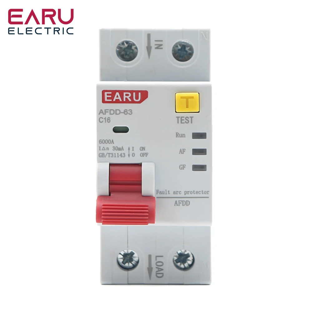 

2P AFDD-63 AFCI Arc Fault Protector Device Circuit Breaker Interrupte Overload Earth Leakage Short Circuit Voltage Protection