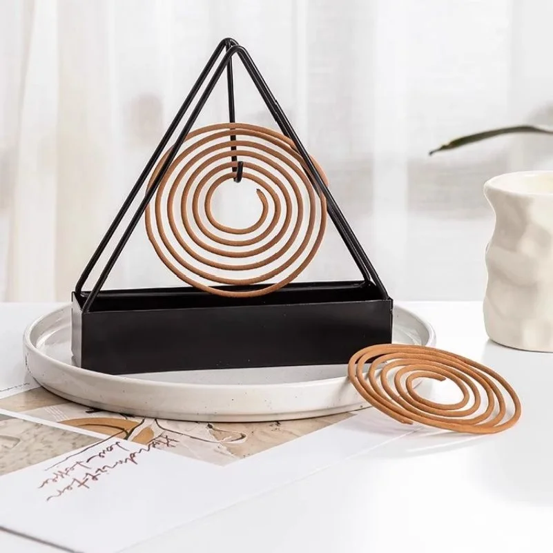 Creative Mosquito Coil Holder With Tray Nordic Style Spiral Summer Day Iron Mosquito Repellent Incenses Rack Plate Home Decor