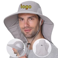 New Print Logo Men Wide Brim Fishing Hat Neck Cover Sun Protect Quick Drying Hiking Caps Outdoor Women Uv Protection Panama Cap