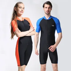 Men Women One Piece Short Sleeve Rash Guard Water Sport Wetsuit Spearfishing Diving Suit Surfing Swimwear Beach Wear Body Suits