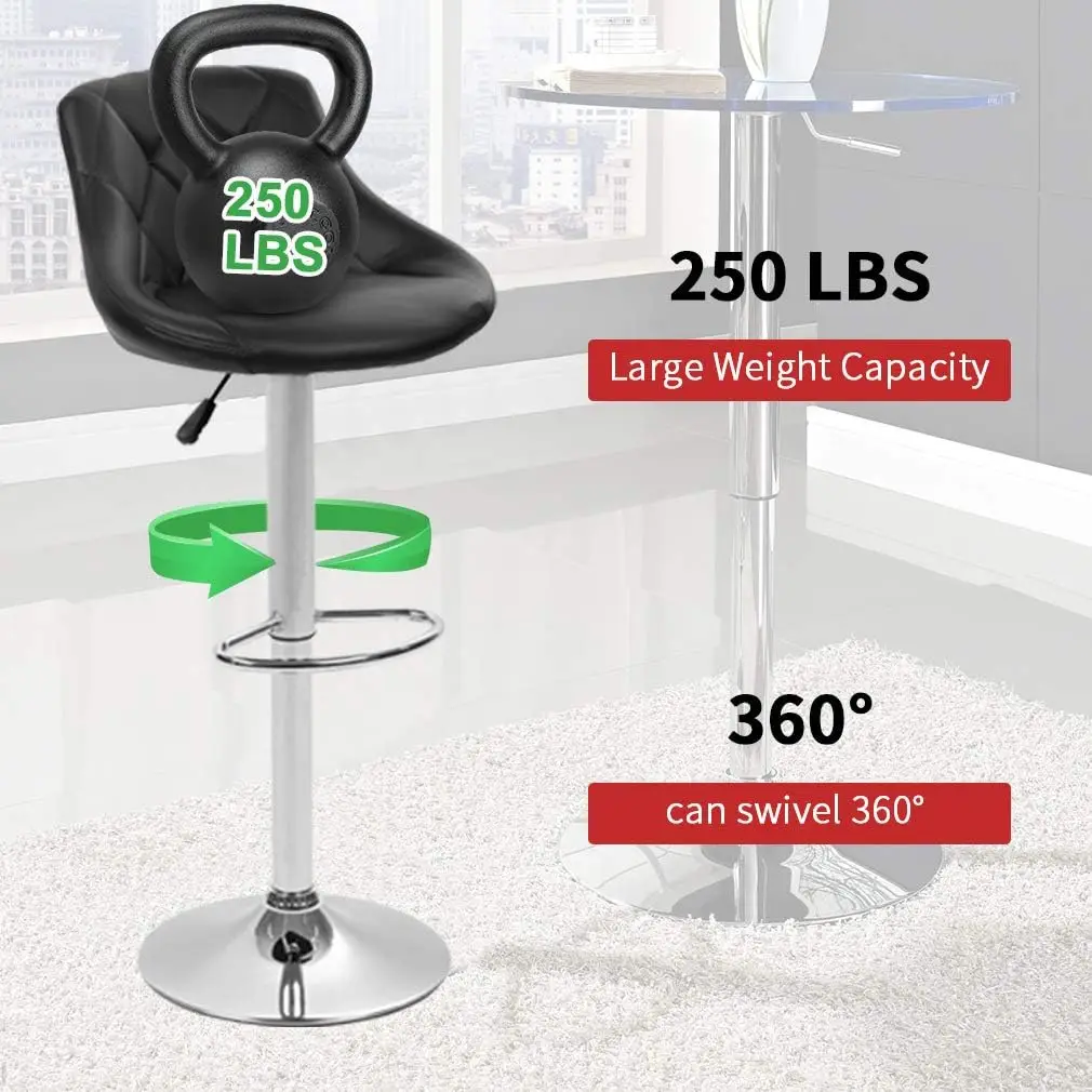 Drehbares Barhocker-Set aus PU-Leder – 2-teilige höhenverstellbare Thekenhocker mit Rückenlehne für die Kücheninsel, die Hausbar