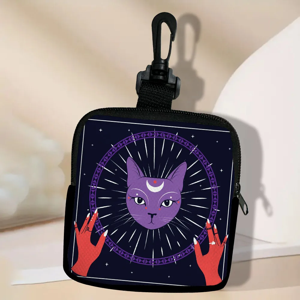 

Violet-Cat-With-Moon-Hands Women Coin Purse Keychain Zipper Small Wallets Women Girls Pouch Girls Mini Bag Key Wallet 5.23
