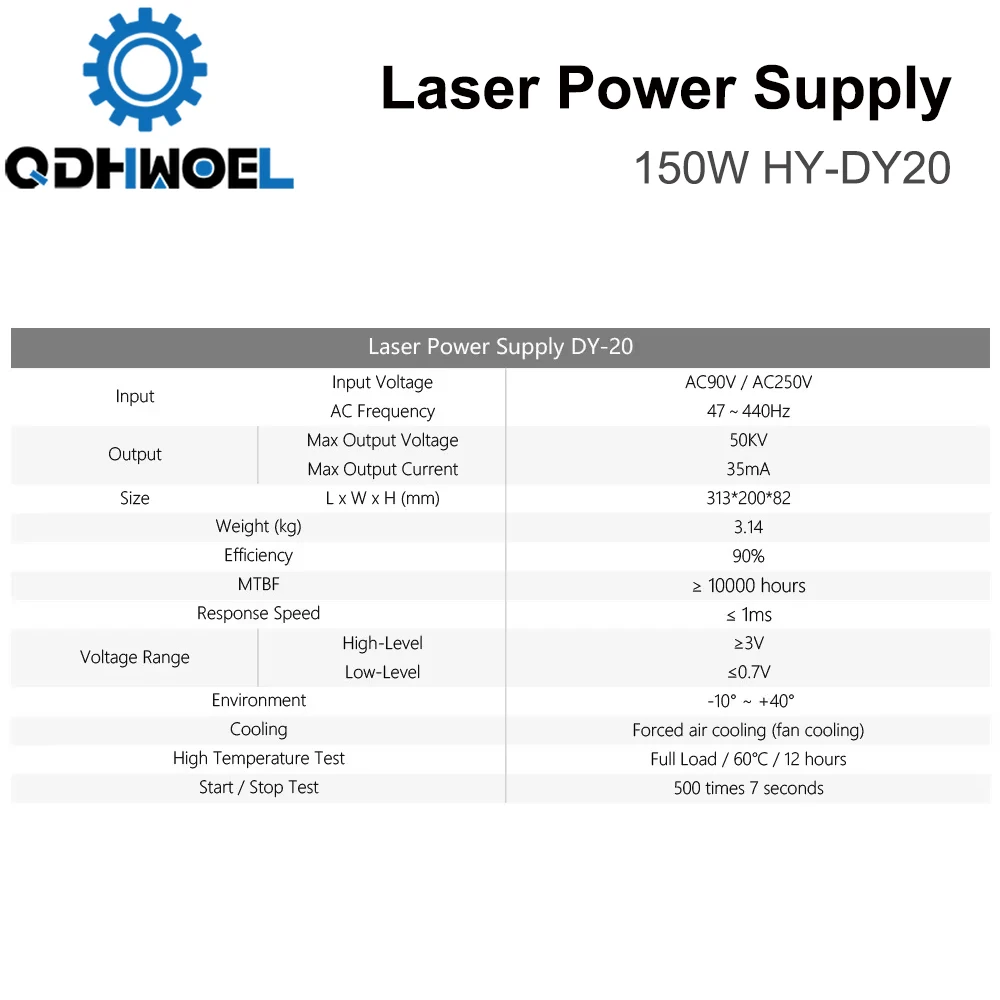 DY20 Co2-Laser-Netzteil für RECI Z6/Z8 W6/W8 S6/S8 Co2-Laserröhrengravur/Schneidemaschine DY-Serie