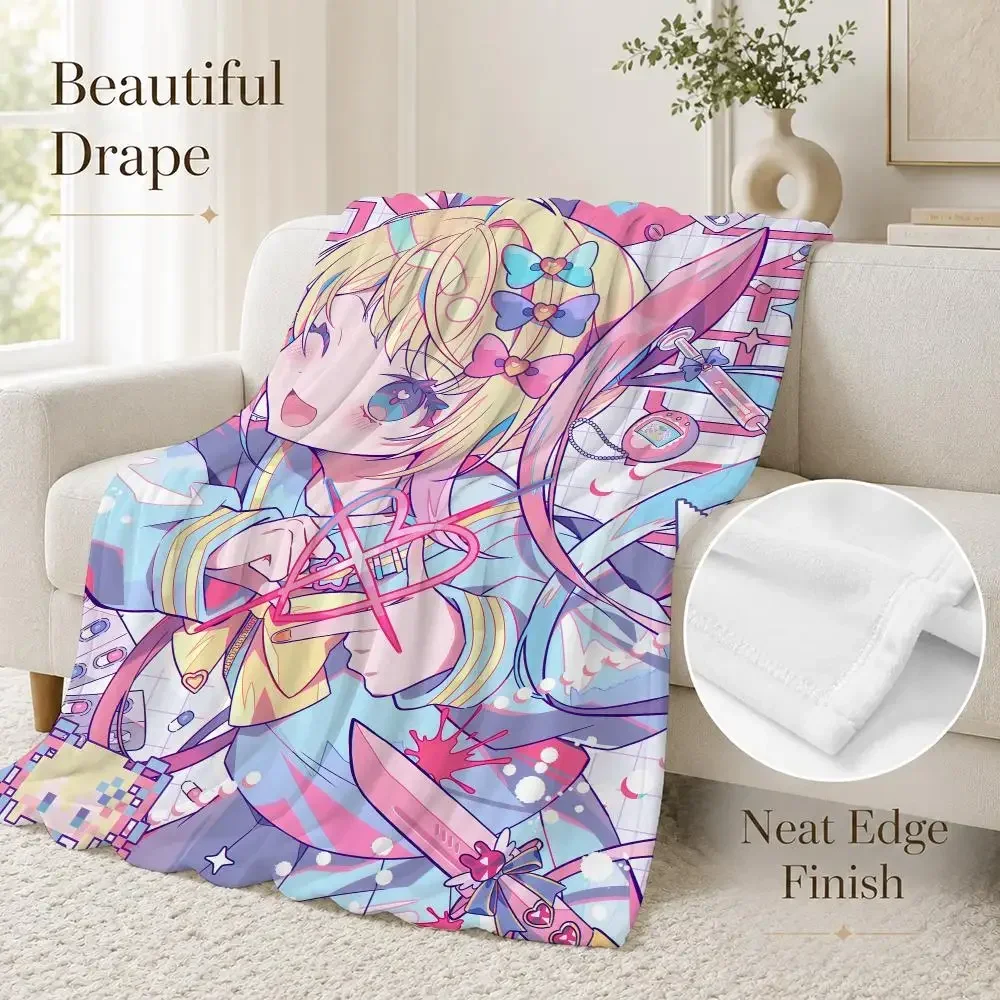 Edgy Needy Girl O-Overdose Game Throw Soft Lightweight Flannel Blanket for Sofa Couch Bedroom Living Room Home Decor