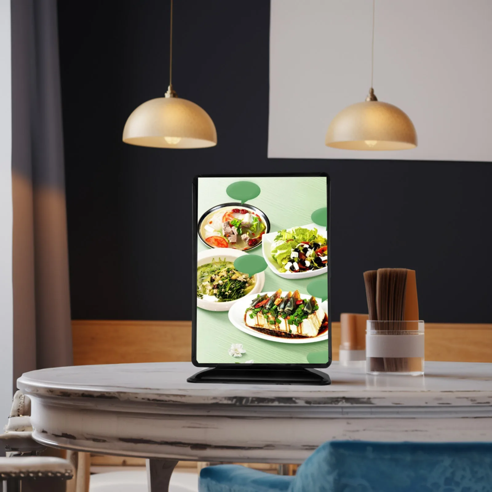 A4 Transparent Double Sided Menu Display Stand Adjustable Base Tabletop Plastic Sign Holder Business Card Holder