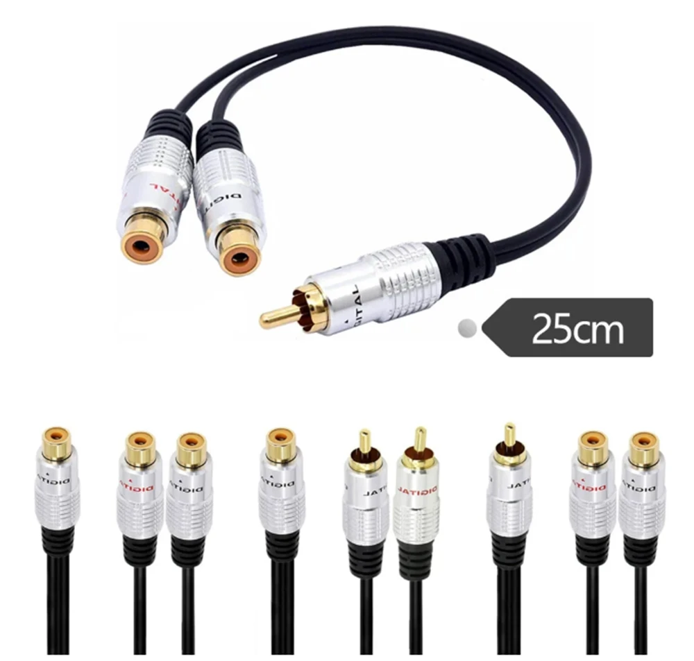 

Golden RCA Male to 2RCA Female Plus Long Cable Audio Extension Connection Cable Double Lotus Cable