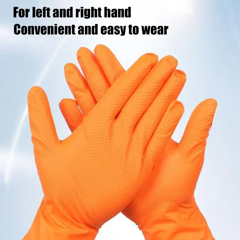 Arbeitshandschuhe Orange Heavy Duty Texture Nitrilhandschuhe 10x Reißfester, robuster, strukturierter Fäustling Sicherheitsschutz für