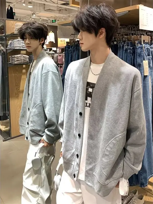 

Loose Fit V-Ne Knitted Sweater Men's Casual Button-Up Cardigan Heavyweight Cotton Feel Autumn Wear Daily Comfortable Breath...