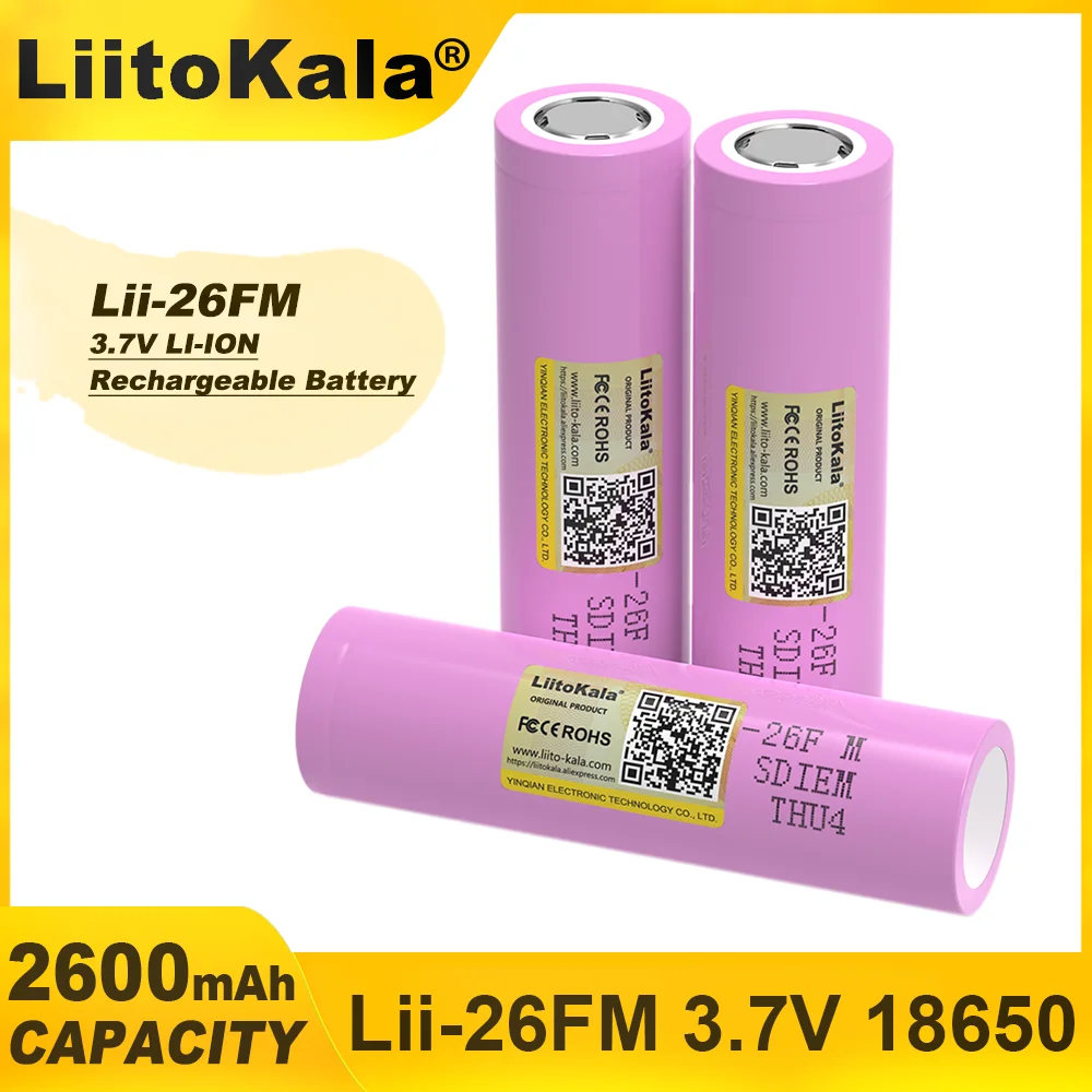 Liitokala ICR18650-26FM 3.7V 18650 2600mAh Rechargeable Lithium Battery  for Flashlight