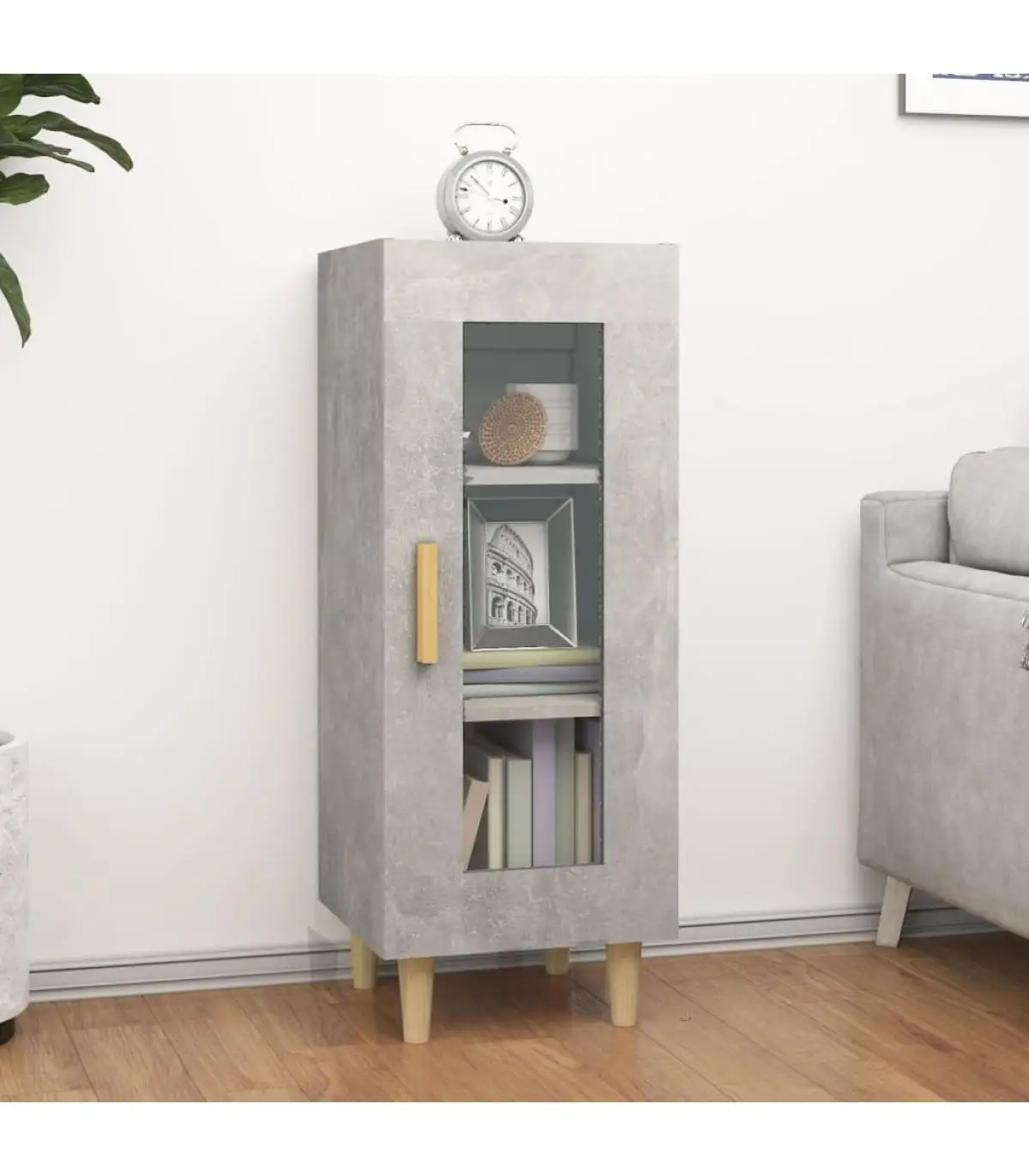 34,5x34x90 cm concrete gray plywood sideboard