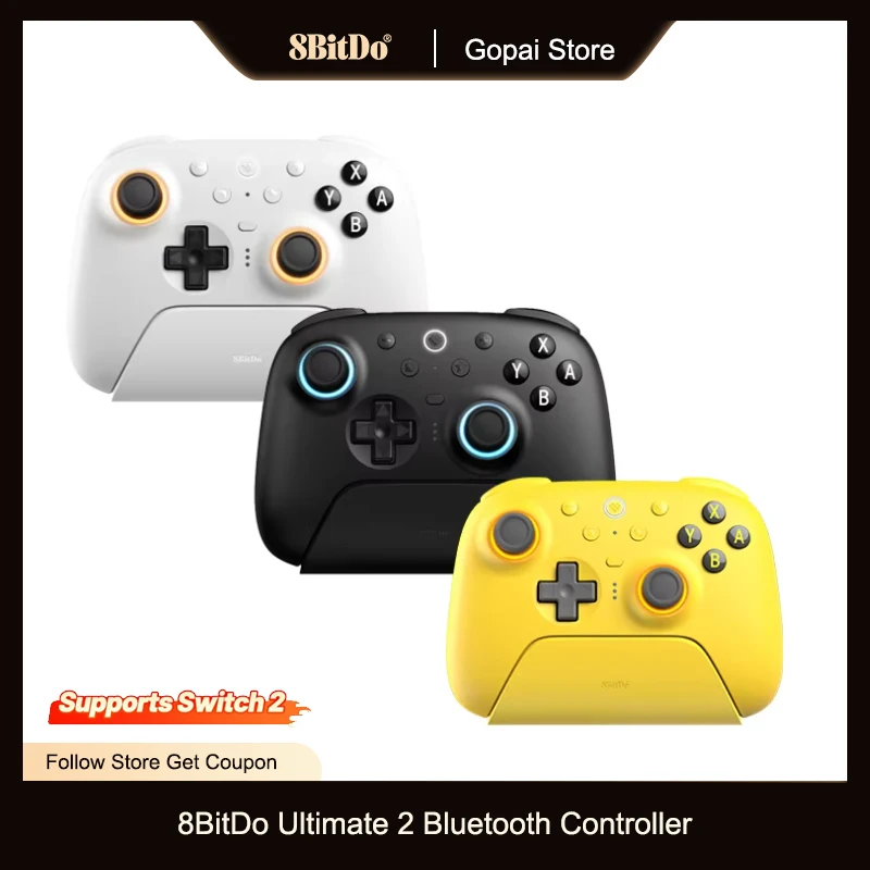 

8BitDo Ultimate 2 Bluetooth Controller for Nintendo Switch / Switch 2,PC,Windows TMR Joysticks with Charging Dock