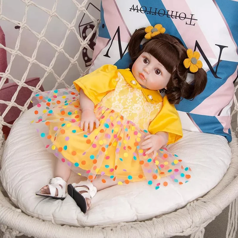 

49cm Full Silicone Reborn Boneca Baby Dolls Realistic Boom Hair Princess Bath Bebe Toddler Dolls Toy for Birthday Gifts