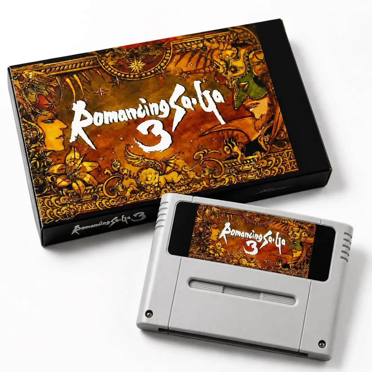Version anglaise Romancing Saga 3 ManaSword Traduction Cartouche RPG 16 bits 8 héros Histoire non linéaire Format PAL Options de sauvegarde