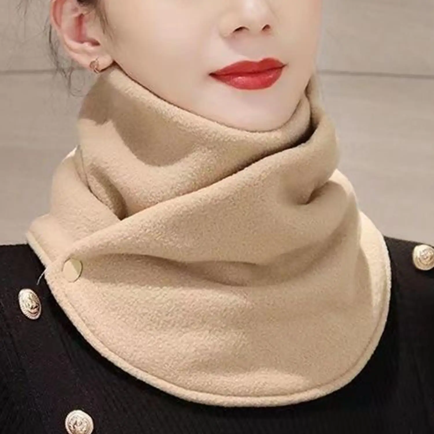 

Solid Color Warm Neck Scarf Sweet Multifunctional Thickened Plush Neck Protector Windproof Bib Plush Neck Cover Autumn Winter