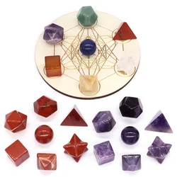 7Pcs Platonic Solid Crystals Sacred Stones Geometry Set for Reiki Healing Geometric Chakra Gemstones Balancing Lucky Home Decor