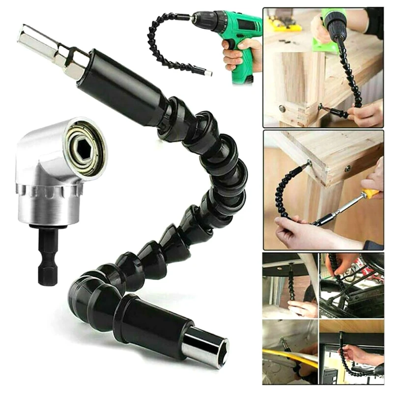 105 Degree Right Angle Drill Adapter Flexible Shaft Extension 105 Degrees 1/4 Inch Extension Hex Drill Bit Durable Easy Install