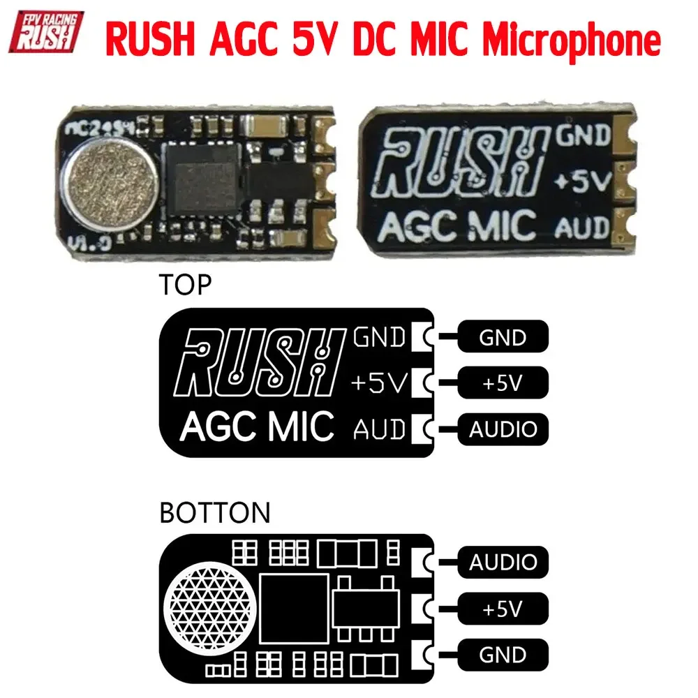 RUSH AGC 5V DC MIC ميكروفون ل RUSH TANK Mini FPV RC الطائرة بدون طيار الارسال VTX