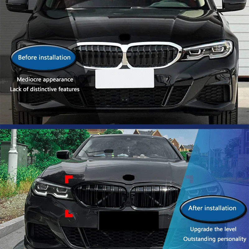 Auto Exterior Gloss Black Diamond Double Line Front Kidney Grille Car Grills Tuning Parts For BMW 3 Series G20 2019-2022