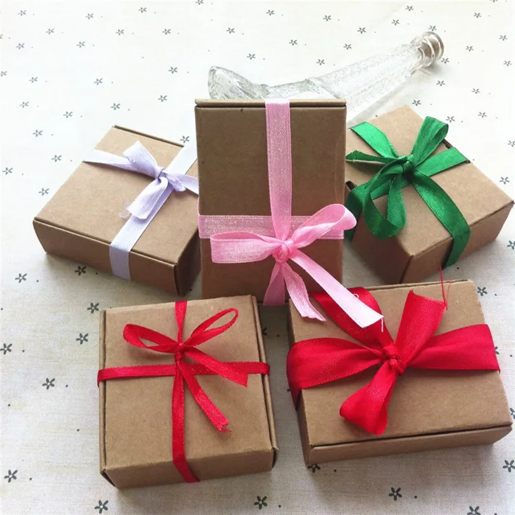 100PCS 350GSM Thick Kraft Paper Cardboard Fold Box DIY Christmas Wedding Birthday Jewelry Handmade Soap Gifts Packaging Case