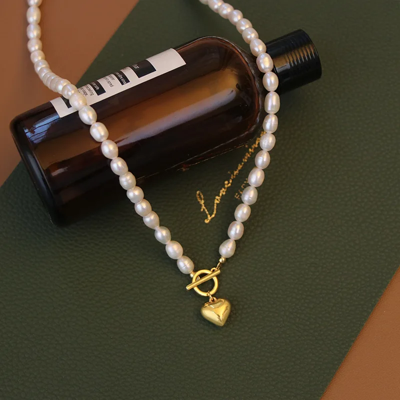 Romantisches Liebesherz, 100 % natürliche Süßwasserperle, 14 Karat Gold gefüllt, Damen-Anhänger, Halskette, Schmuck, Hochzeitsgeschenke, kein Verblassen – Detail 3