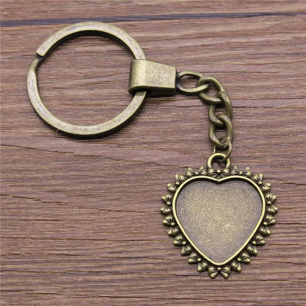 Jewelry Keyrings Accessories Heart Elliptical Glass Cabochon Base Setting Tray Lot Ring Size 30mm