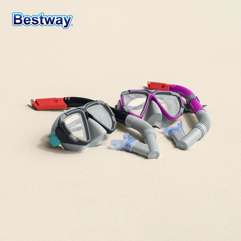 

Маска для снорклинга Bestway 24029 Premium с широким углом обзора - силиконовая маска с большой оправой и трубка для дыхания с защитой от запотевания