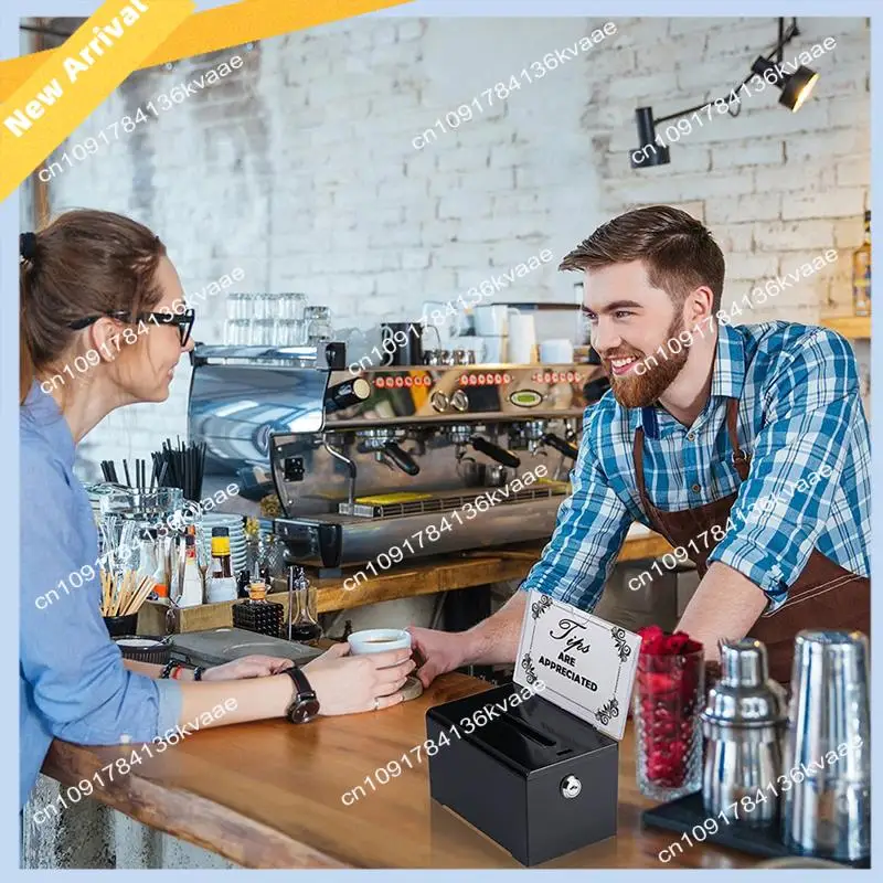 M01K Donation Box With Lock - Acrylic Suggestion Box With Slot, Ballot Lock Box With Sign Holder For Raffle, Voting