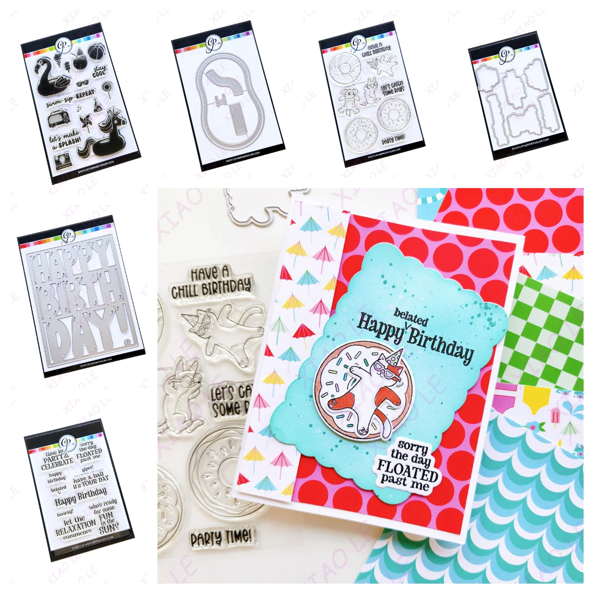 

Sunny Birthday Sentiments Clear Stamps and Metal Cutting Dies Sets for DIY Craft Making Greeting Card Scrapbooking Decoration