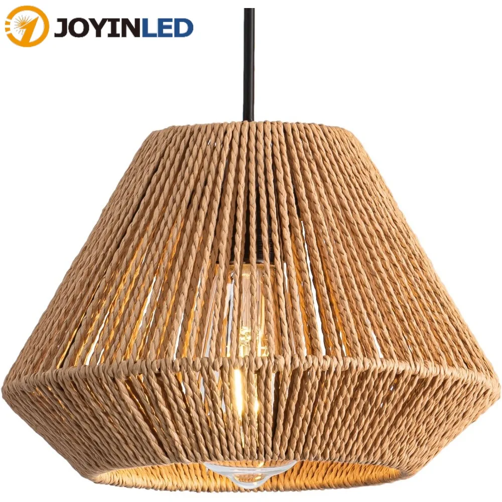

JOYINLED Boho Rattan Chandelier Vintage Farmhouse Woven Pendant Lighting Wicker Ceiling Chandeliers for Bedroom Dining Room