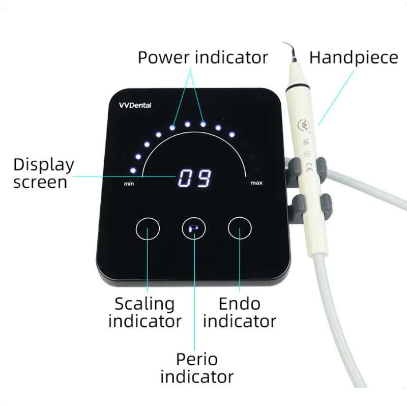 VV-Dental Ultrasonic Scaler Escavadeira com Dicas de Trabalho Livre, Limpeza Oral Portátil, Clínica Dentista Scaler, Odontologia Lavar Dentes