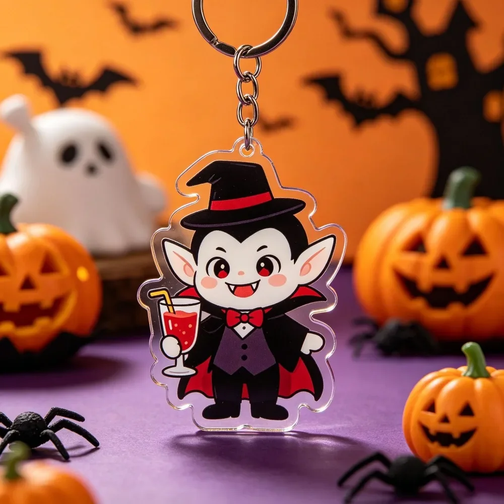 2026-Halloween Haunted House Acrylic Keychain Black Cat Spooky House Key Ring Bag Pendant Halloween Party Gift - view 2