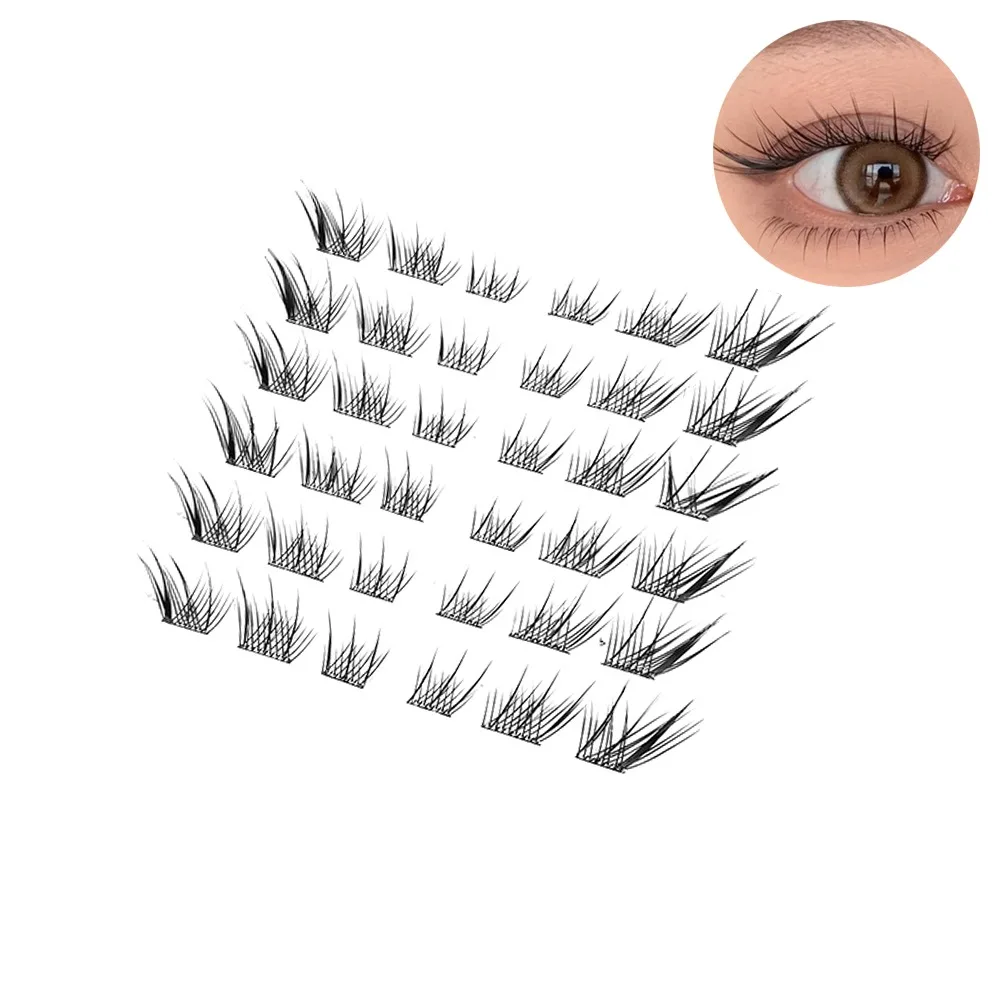 Press on Self Adhesive Cluster Lashes Natural Look Reusable Individual Eyelash No Glue Needed Handmade